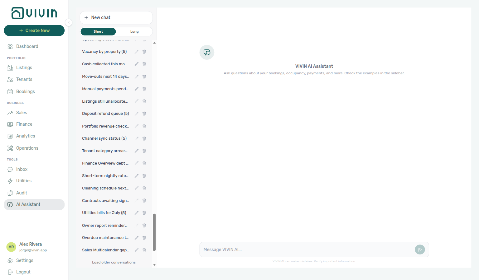 AI Assistant — conversation list after loading an older page (Load older still available)