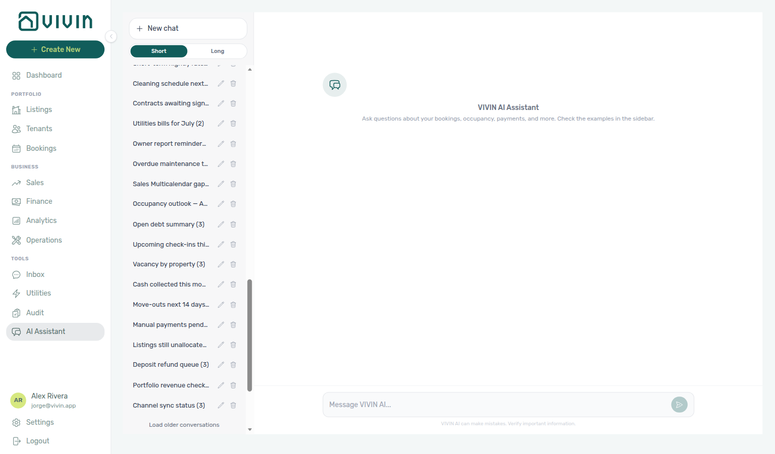 AI Assistant — Load older conversations under the conversation list