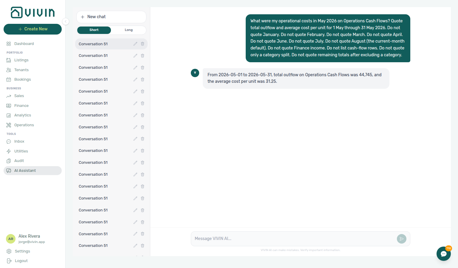 AI Assistant — May operational cost summary (total outflow and average cost per unit)