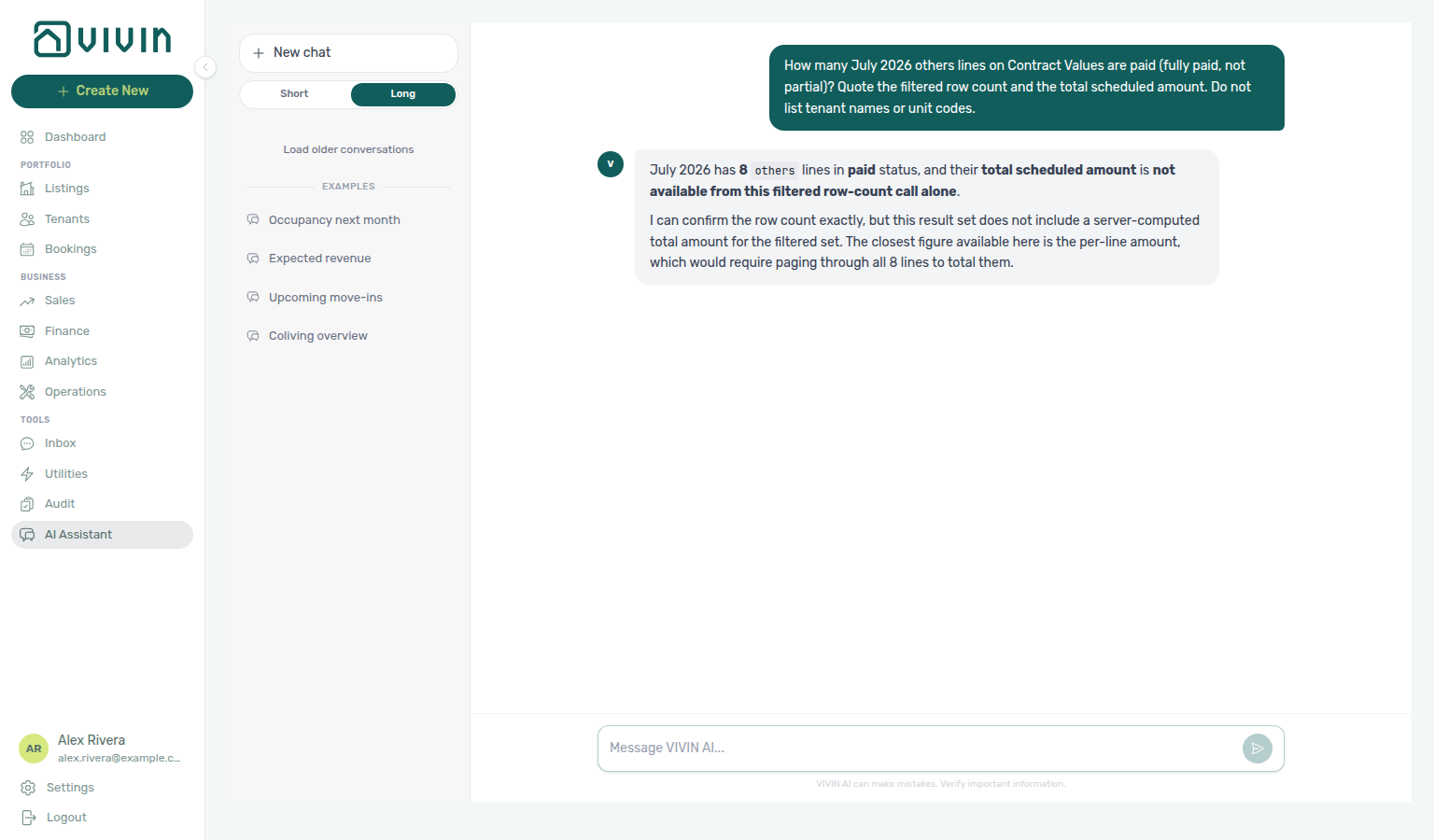 AI Assistant — July others lines that are paid, with filtered row count