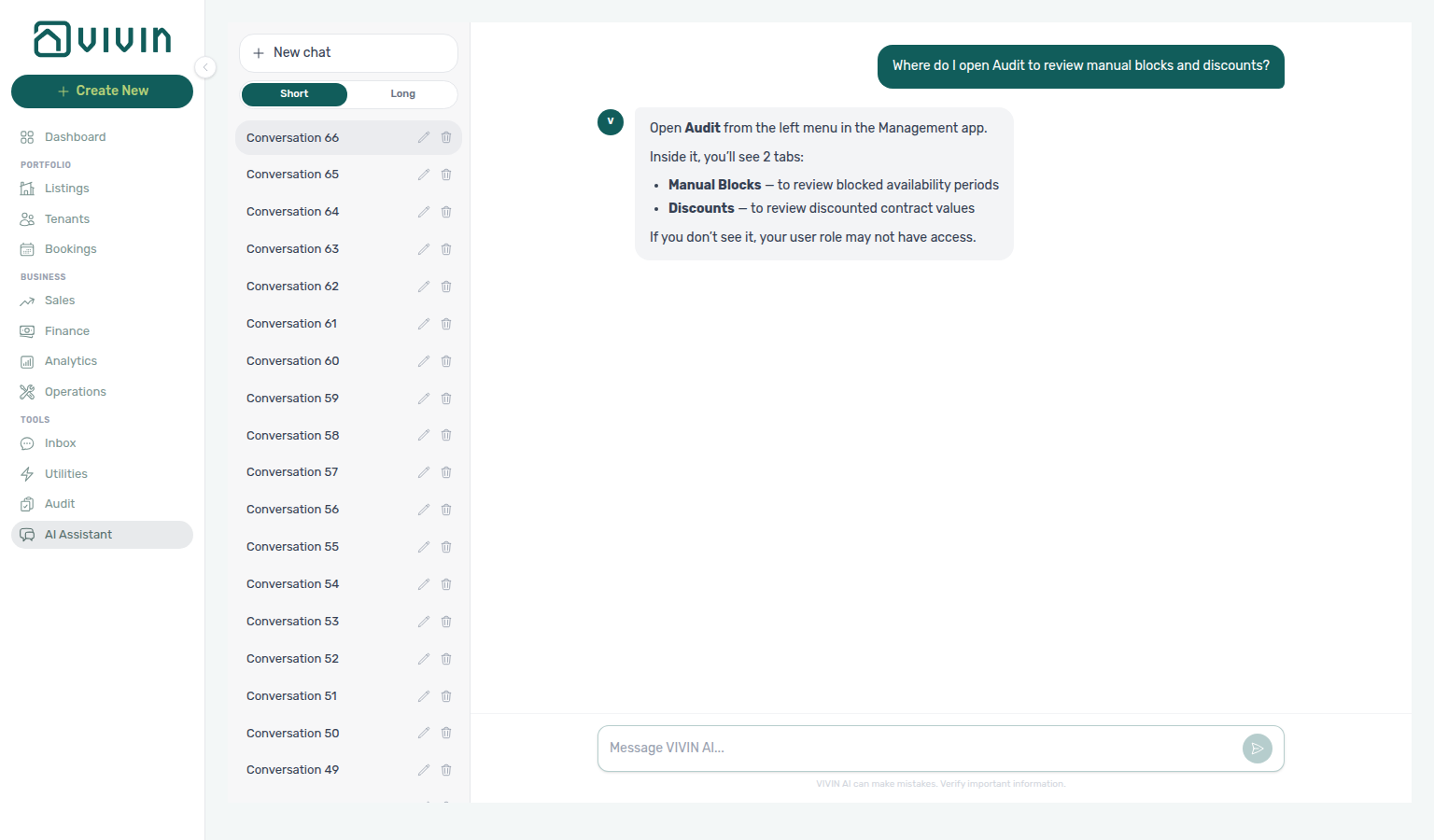 AI Assistant — where to open Audit for manual blocks and discounts