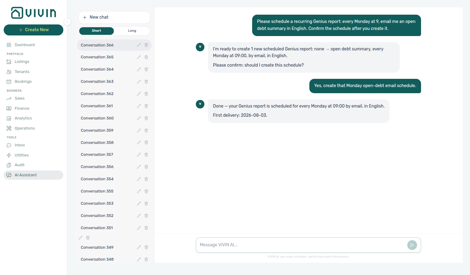AI Assistant — Done reply after creating a Monday open-debt email schedule