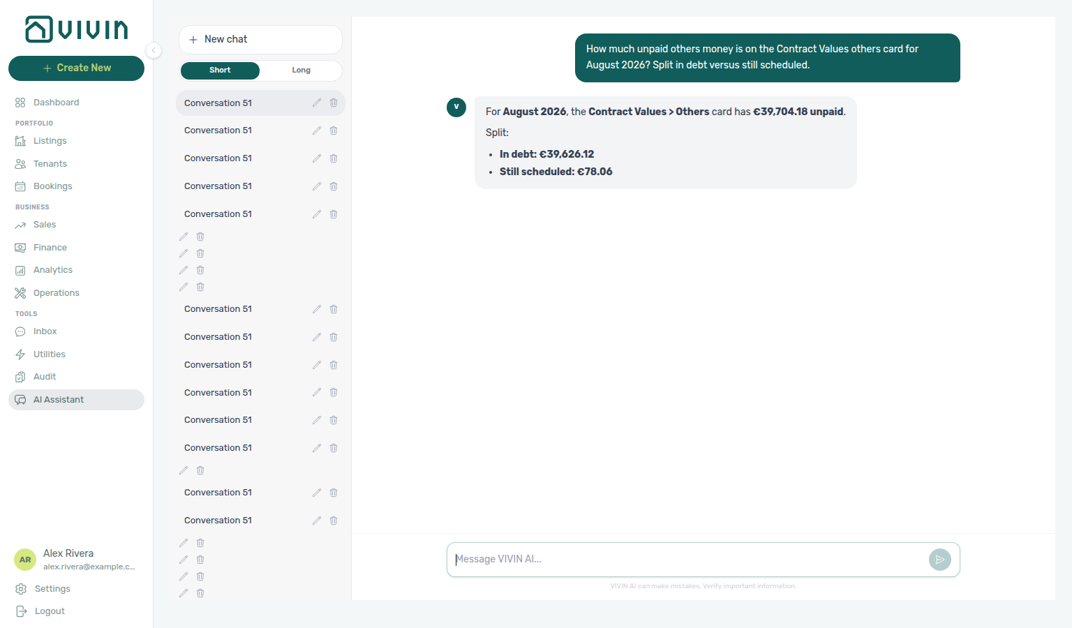 AI Assistant — August unpaid others split into in debt versus still scheduled