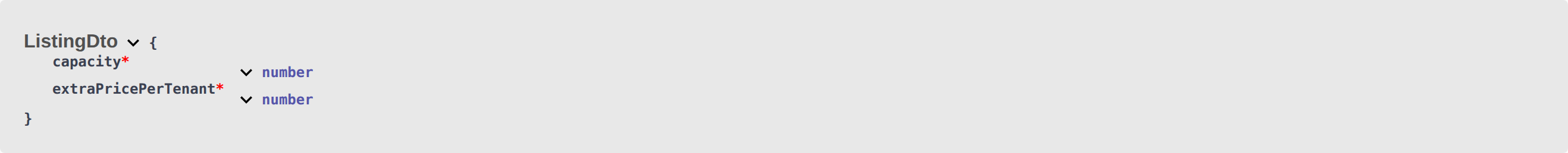 Integration OpenAPI — ListingDto capacity and extraPricePerTenant