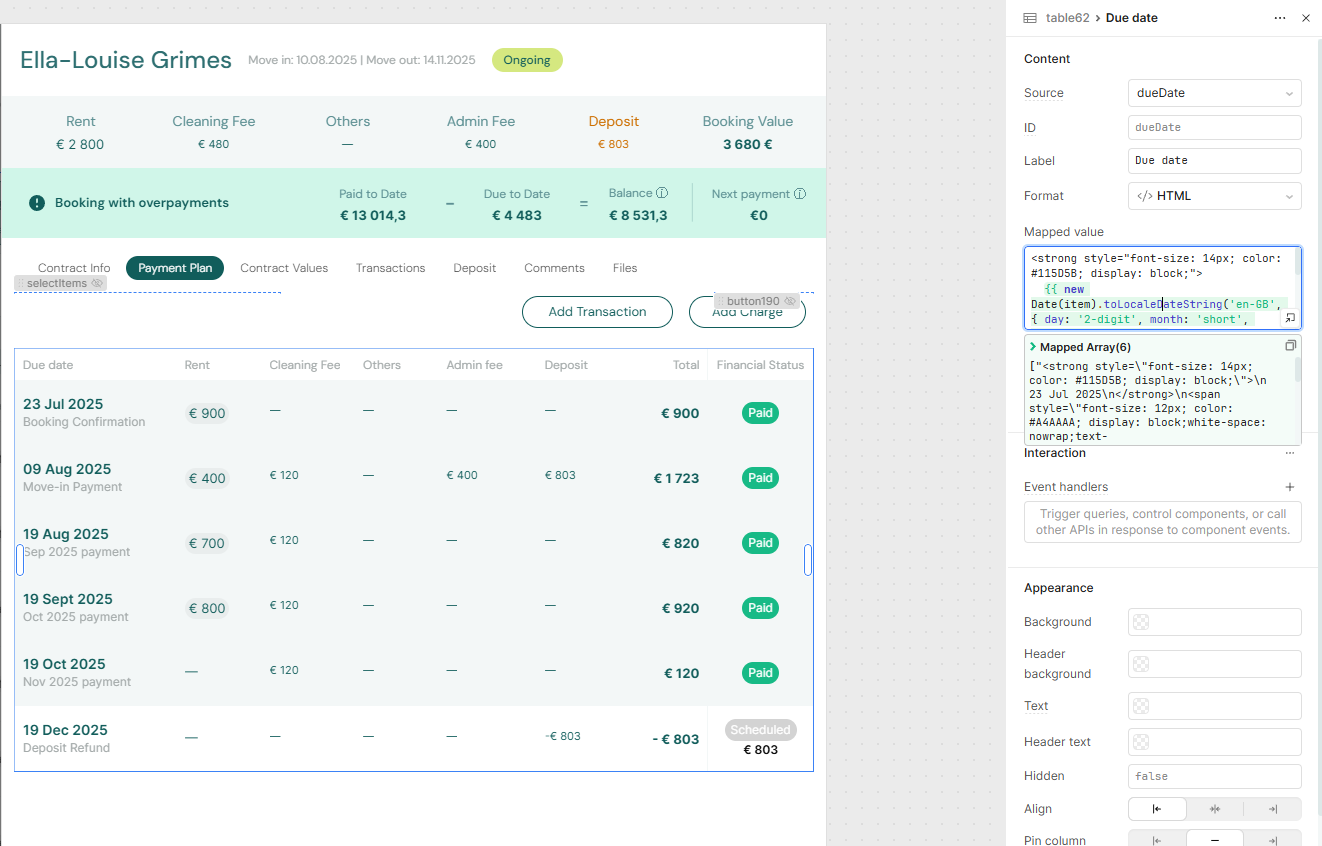 Payment Schedule Detail