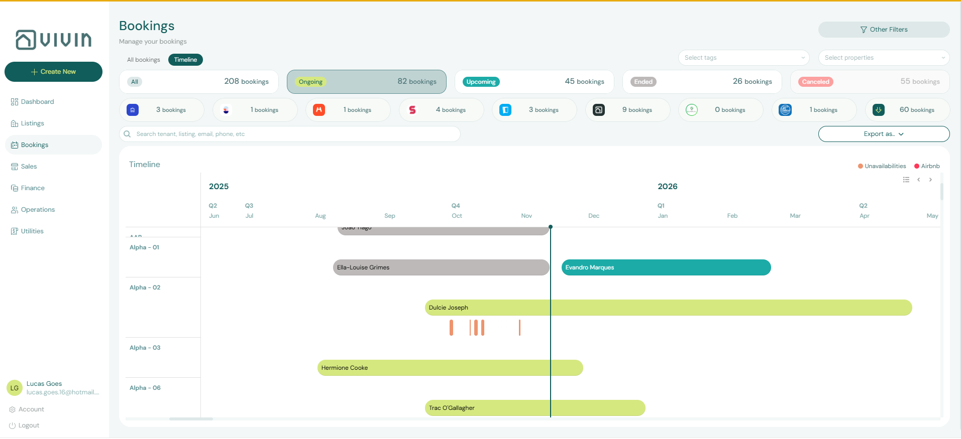 Bookings Timeline View