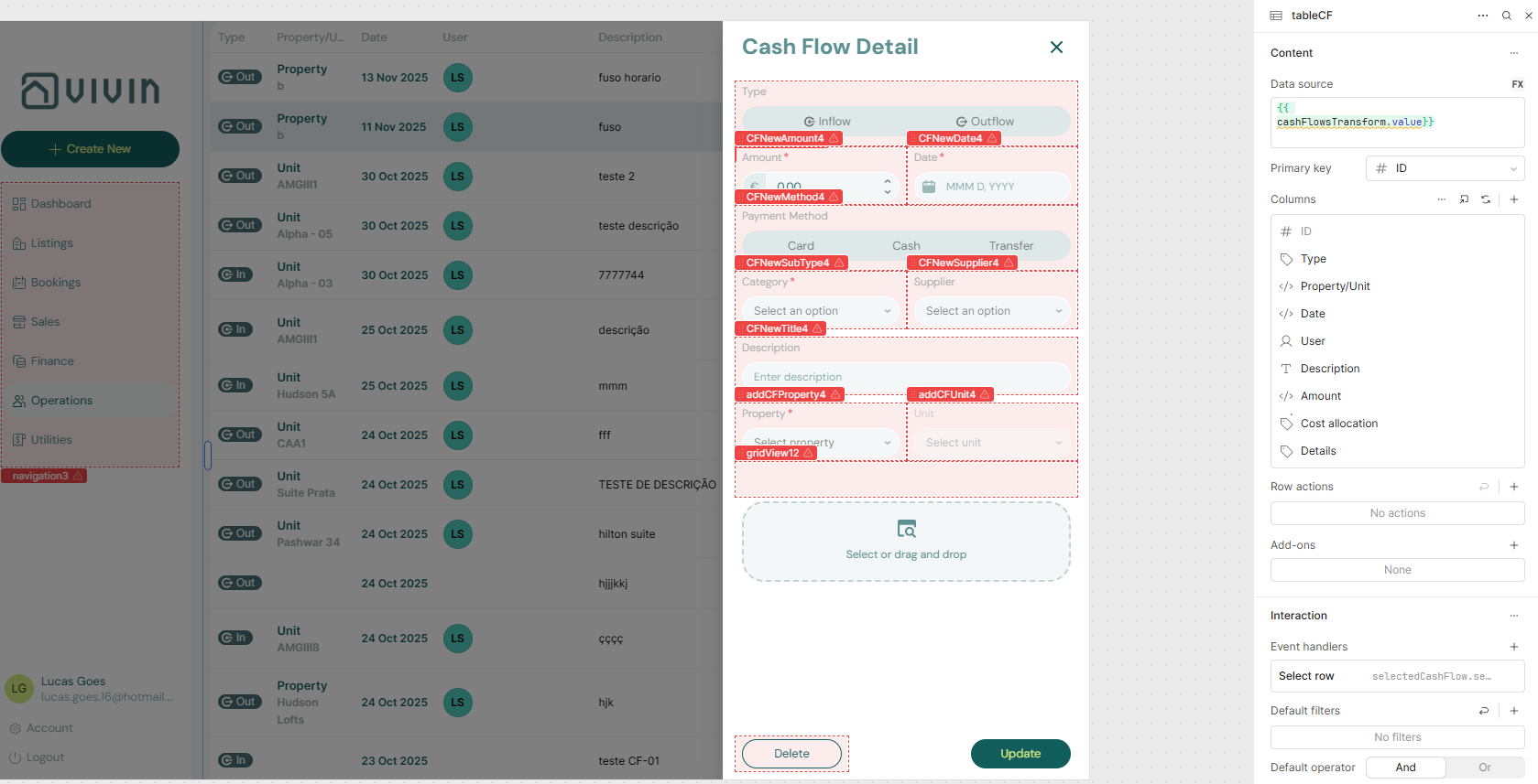 Cash Flow Detail Modal