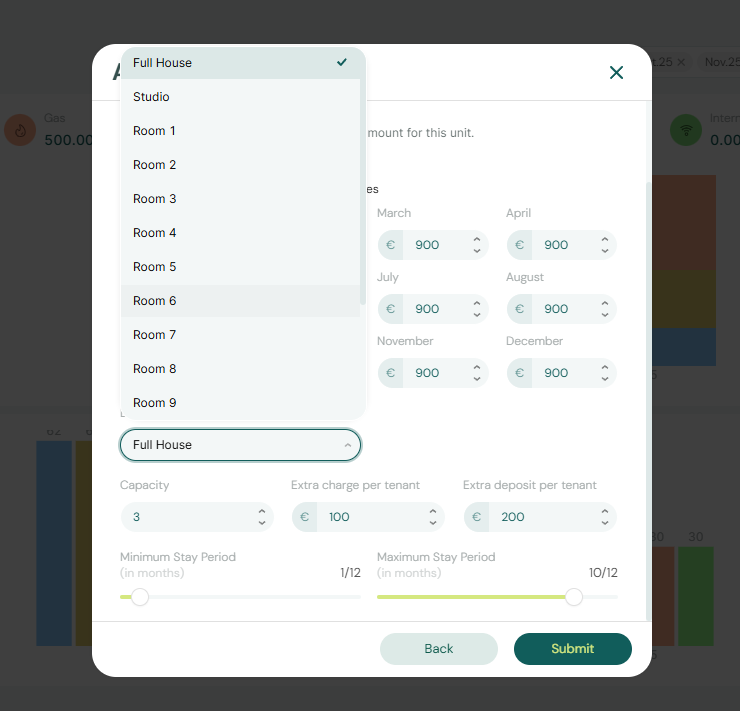 Unit Room Type Selector
