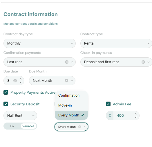 Property Payments Tab