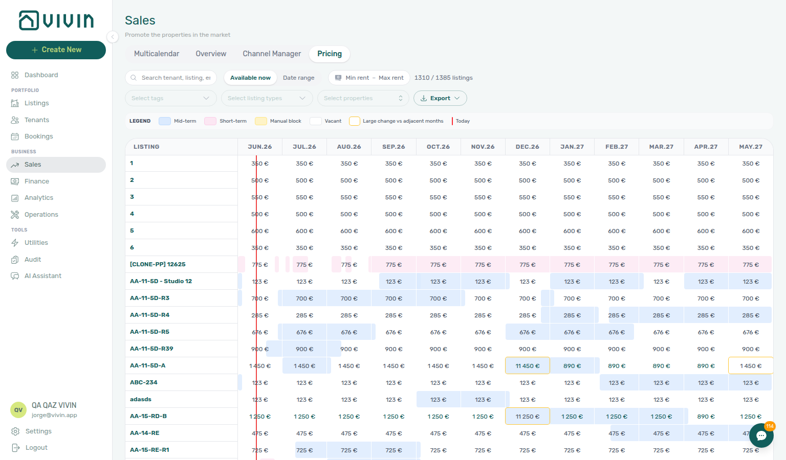 Sales — legacy /sales/calendar bookmark redirects to the Pricing grid at /sales/pricing