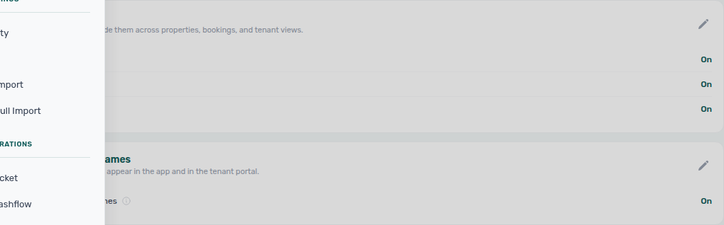 Account Settings — Fees tab, Custom fee names card in edit mode with label fields and Use system default names toggle