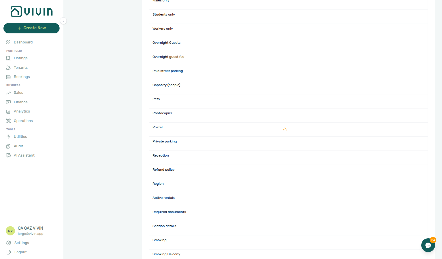 Account Settings — Integration field capabilities (full integration), zoomed cell with amber warning icon for a partner-required field missing from the payload