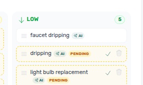 Account Settings — Ticket priority after Activate: faucet dripping active (solid border) beside sibling Pending cards