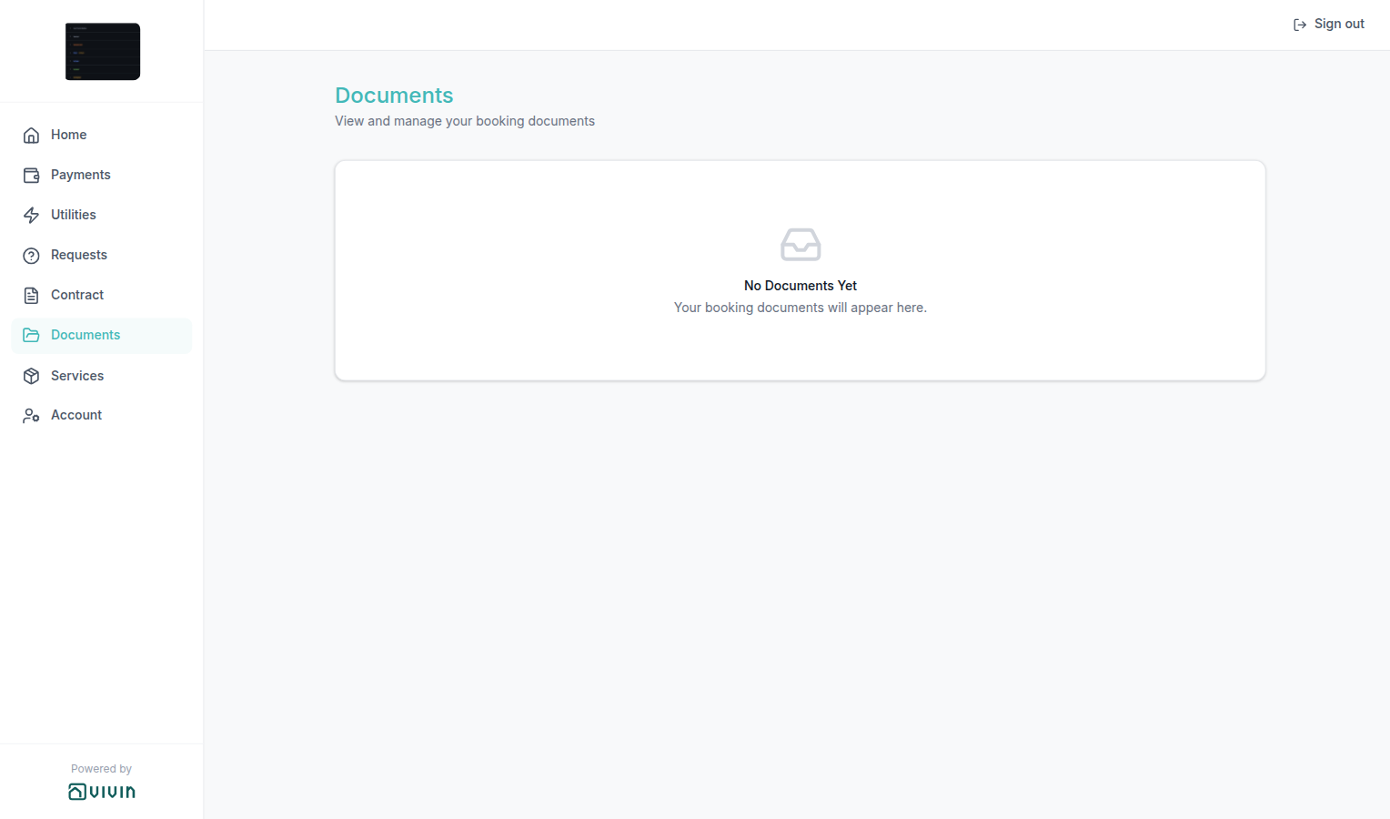Tenant Portal — Documents empty state No Documents Yet