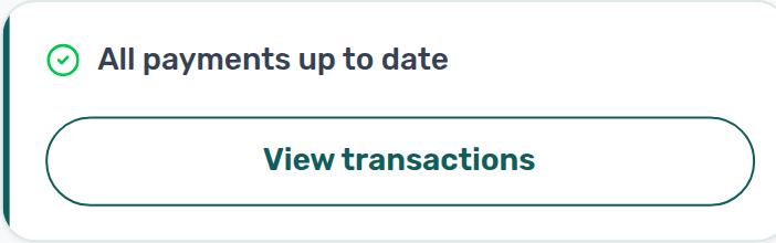 Tenant Portal — phone All payments up to date card with View transactions