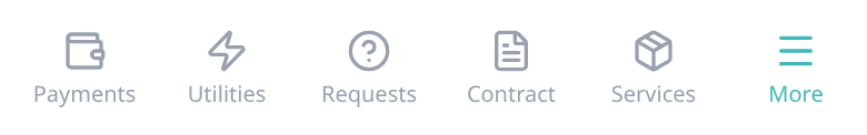 Tenant Portal — phone bottom bar with More selected