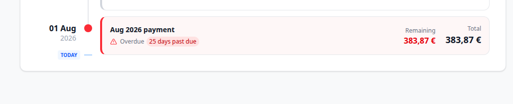 Tenant Portal — Aug 2026 payment then compact TODAY tick at the end of the line
