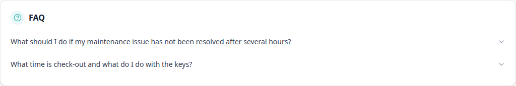 Tenant Portal — Requests FAQ accordion with published questions collapsed