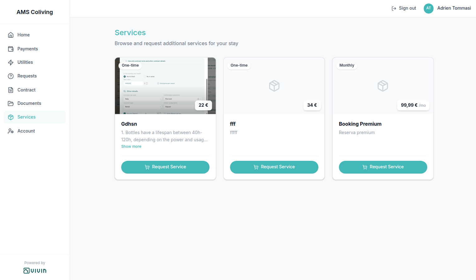 Tenant Portal — confirmation step before the tenant submits a service request