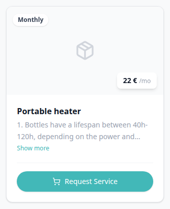 Tenant Portal — catalogue card with a two-line preview and Show more