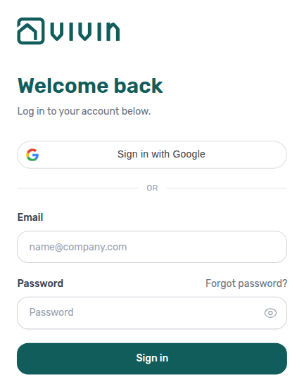 Management sign-in — password reset entry point