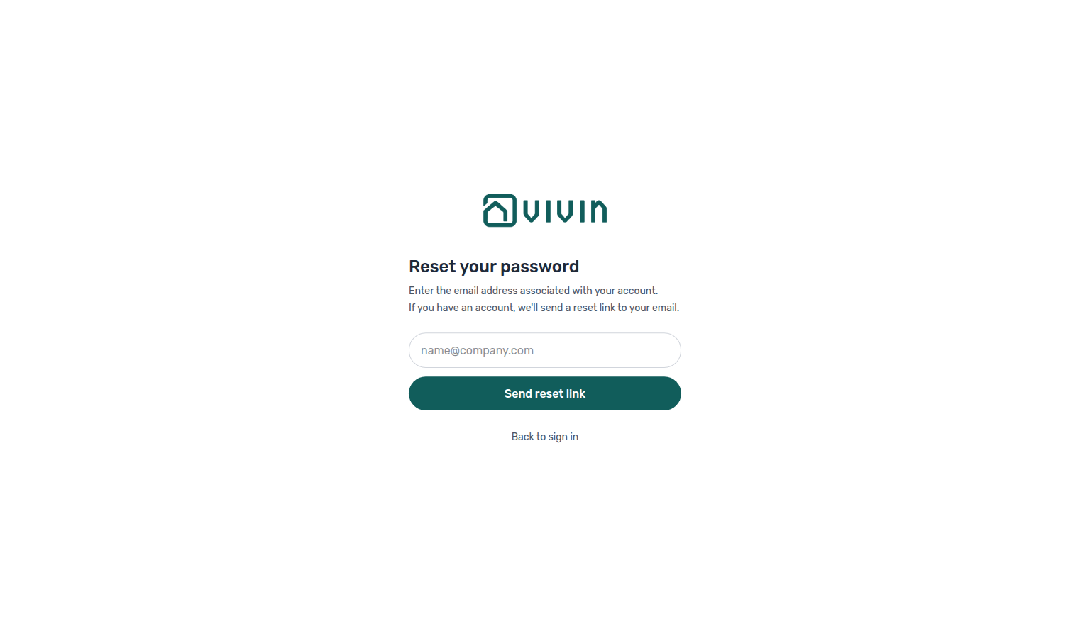 Management password reset — request form with email and Send reset link